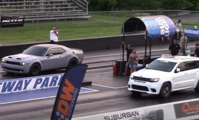 Dodge Challenger Hellcat Redeye vs Jeep Trackhawk Drag Race – Muscle Car